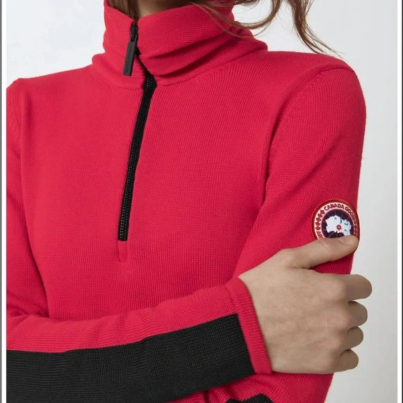 NWT - Canada Goose Fairhaven ¼ Zip Sweater Size Small - Red - Picture 2 of 8